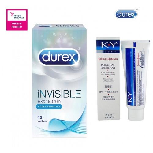DUREX INVISIBLE EXTRA SENSITIVE CONDOMS 10s + KY JELLY 100G