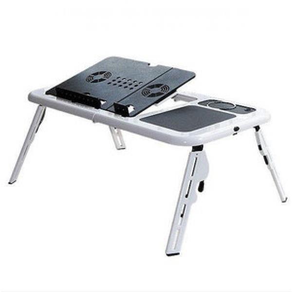 E-Table Portable Foldable Laptop Table with Cooling System(White)