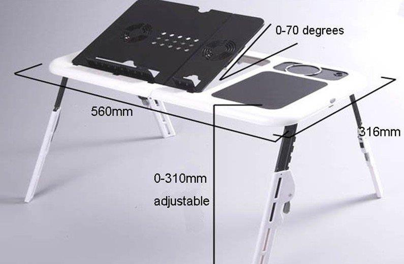 E-Table Portable Foldable Laptop Table with Cooling System(White)