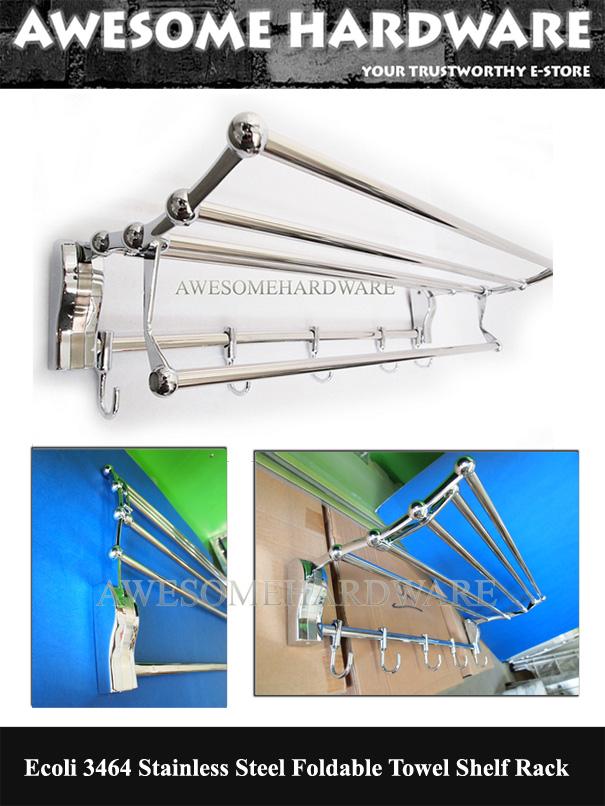 Ecoli 3463 Stainless Steel Foldable Bathroom Towel Shelf Rack