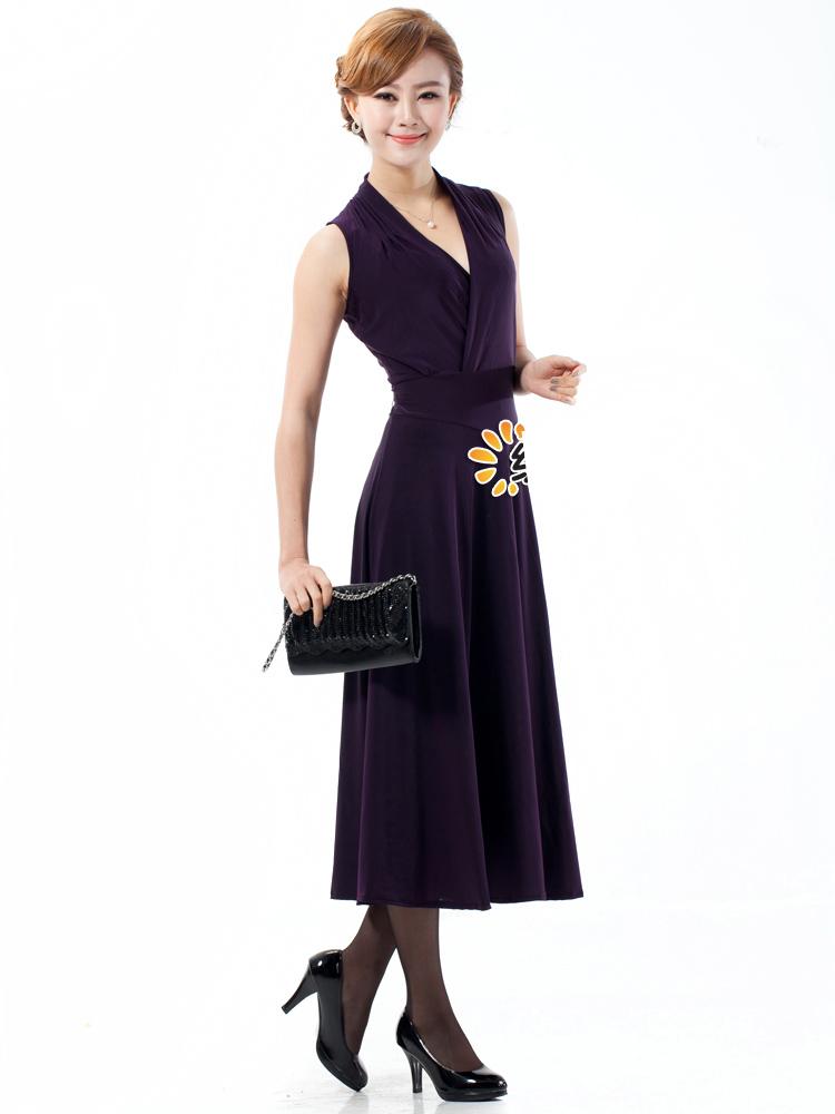 Elegant Long Dark Purple Dress Plus Size XXL