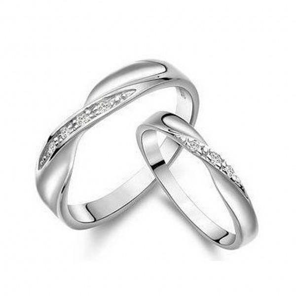 Elfi White Gold 925 Silver Couple Ring P26 | Ideal Pair