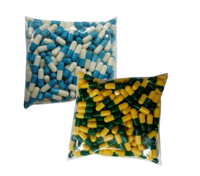 Empty Gelatin Capsules Colour Blue & White 250s + Yellow Green 250s