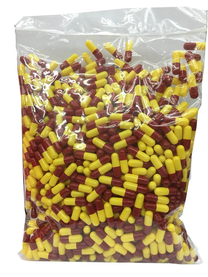 EMPTY GELATIN CAPSULES RED YELLOW COLOUR 1000S (HALAL) X 2 PACKS