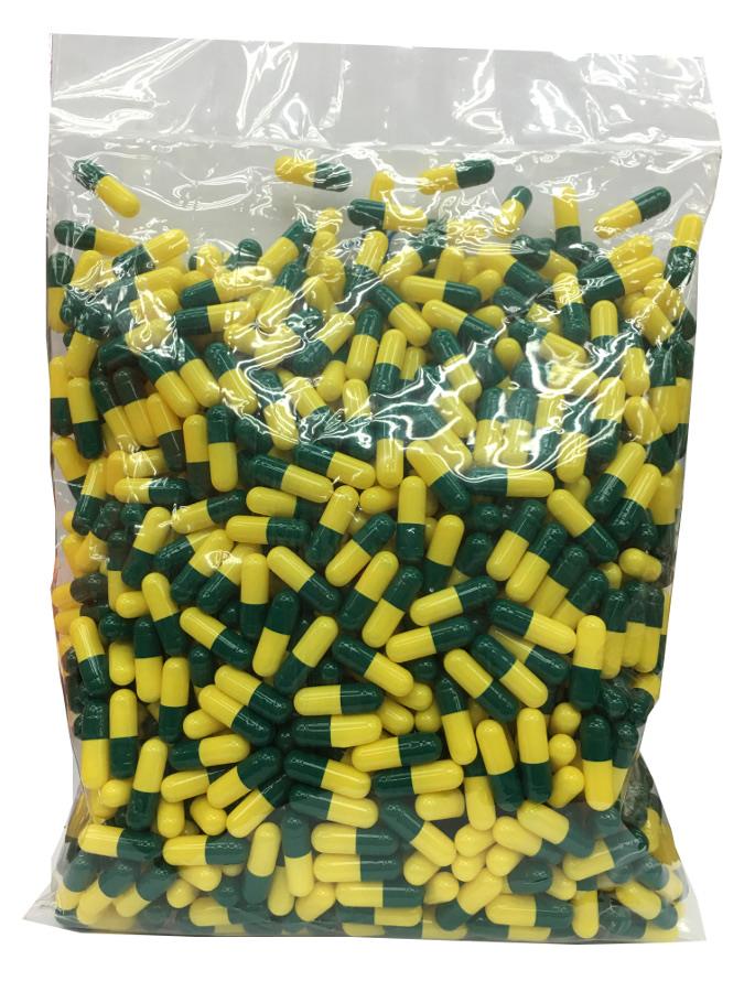 EMPTY GELATIN CAPSULES YELLOW GREEN COLOUR 1000S X 2packs (HALAL)