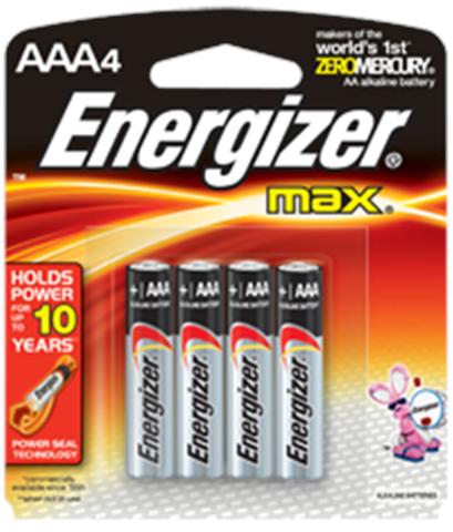 Energizer Max Alkaline Battery AAA 4's Long Lasting Batteries
