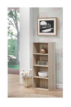 EVERGREEN - BRIO 4 Tier Bookcase - Oak