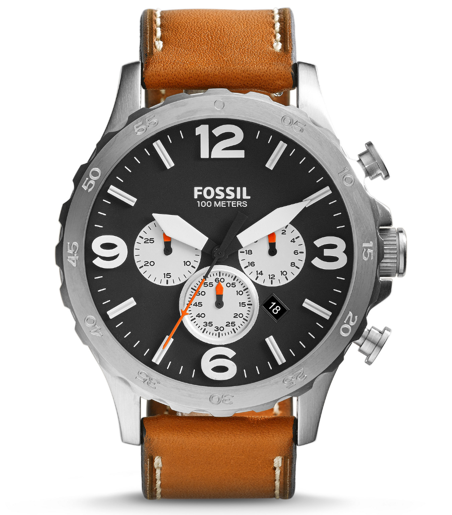 Fossil JR1486 Men's Nate Chronograph Leather Watch