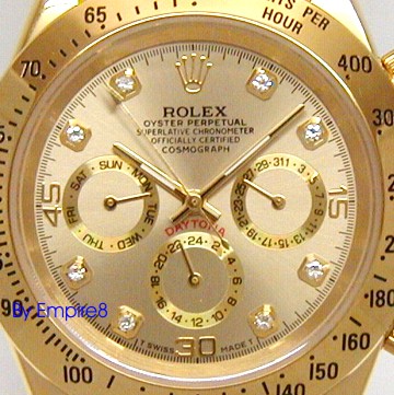 gold rolex daytona. Full 18k Gold Rolex Daytona ~ Gold Dial With 8 Diamond Markers