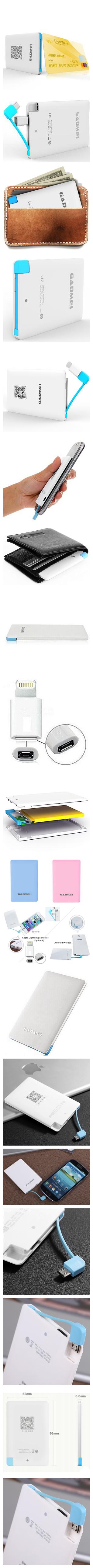 GADMEI Card Size Slim Li-Polymer Emergency Power Bank Charger Power