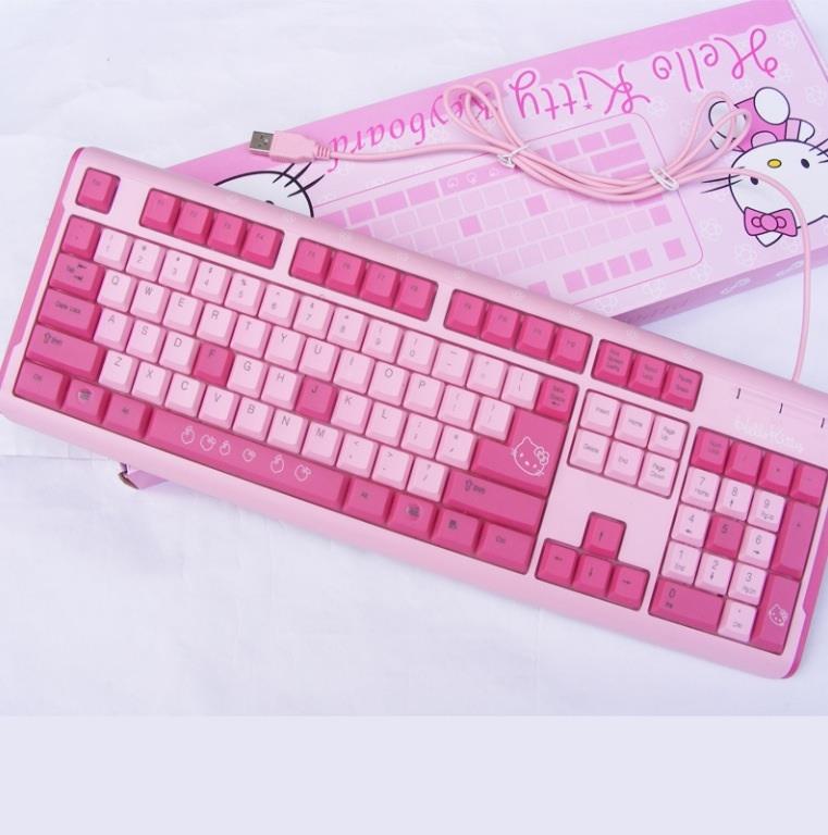 Hello Kitty Hot Pink in Pink USB Wired Keyboard