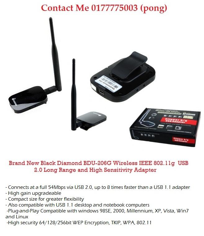 Hot New!! Black Diamond Wifi Adapter Realtek RTL8187L Antenna Wireless