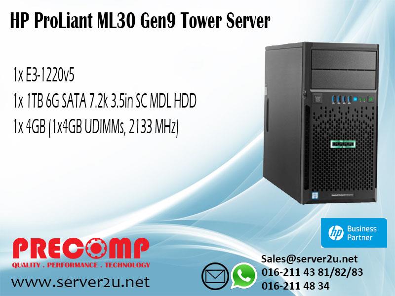 HP ProLiant ML30 Gen9 Server (E3-1220v5.4GB.1TB) (824379-371) HP ProLiant ML30 Gen9 Server (E3-1220v5.4GB.1TB) (824379-371)