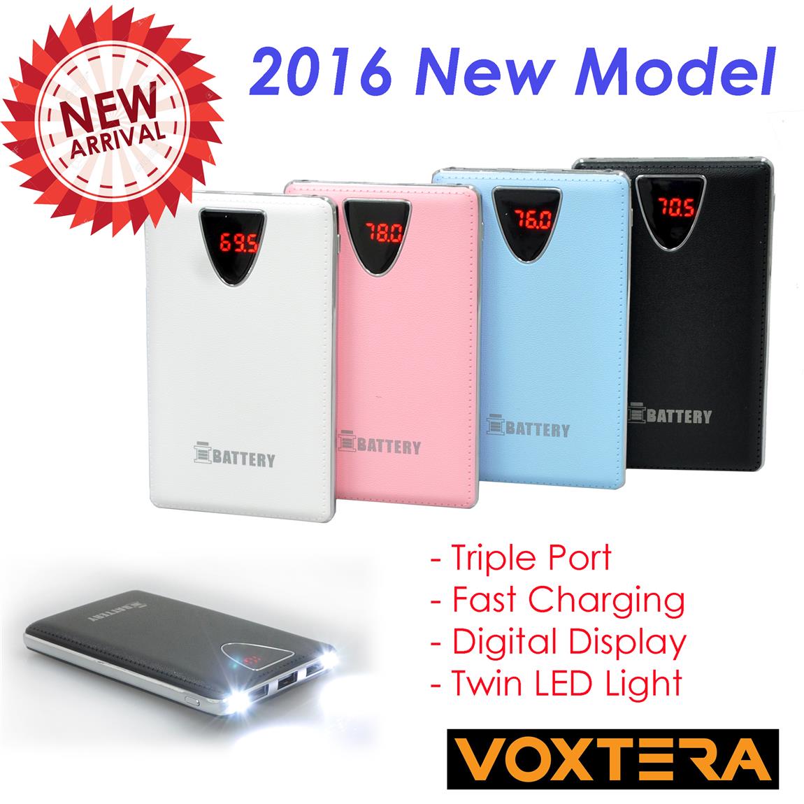 iBattery Digital MiniWallet Super Slim Power Bank 20000mAh Triple Port