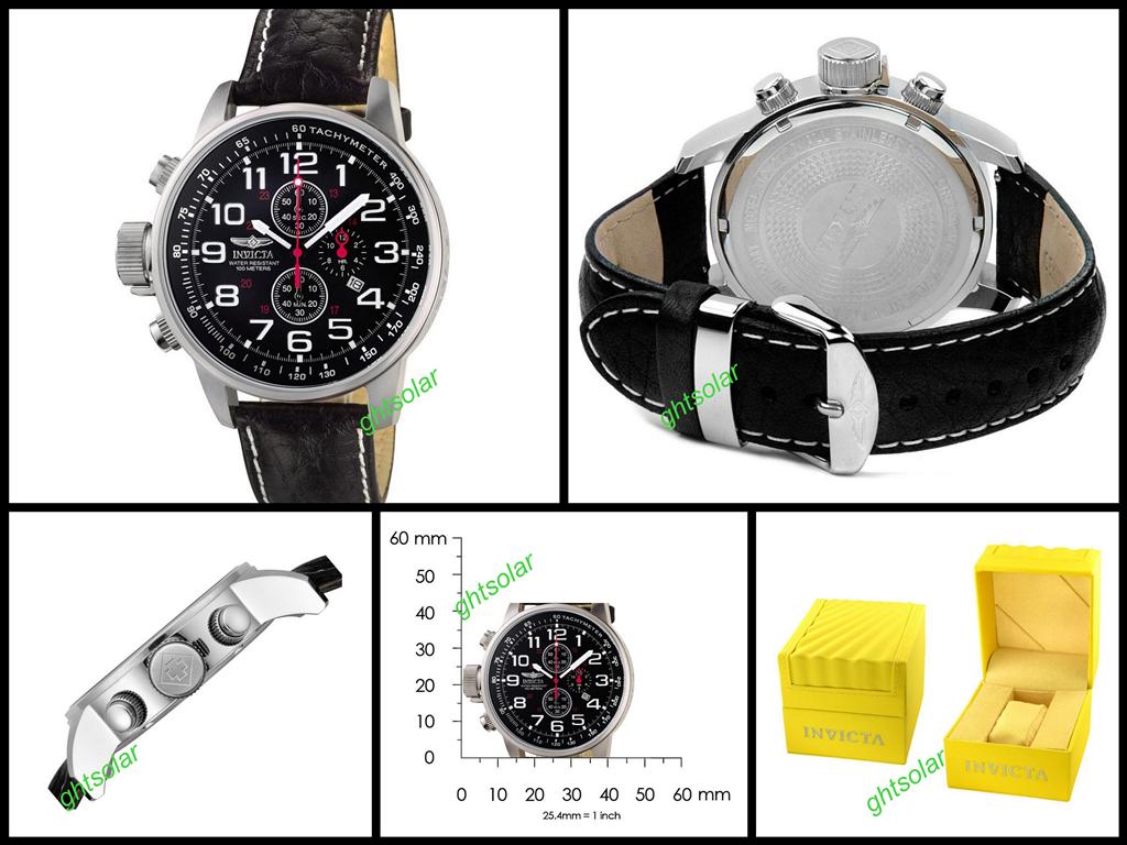 Invicta Lefty Chrono Military Watch Leather Strap