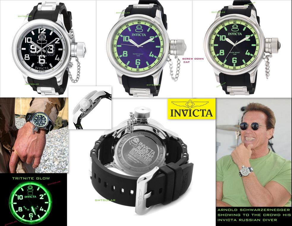 Invicta Swiss Quartz (100% Original) Russian Diver Black Dial Watch