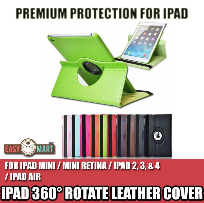 iPad 2 3 4 Air 2 iPad Mini 1 2 360° Rotate Rotating Leather Case Cover