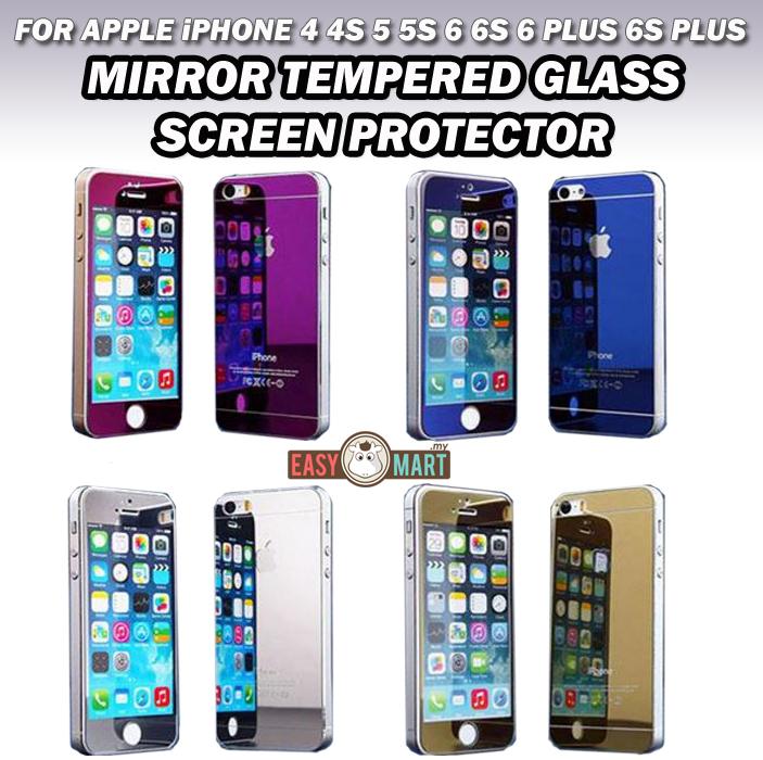 iPhone 4 4S 5 5S 6 6S Plus Full Mirror Tempered Glass Screen Protector iPhone 4 4S 5 5S 6 6S Plus Full Mirror Tempered Glass Screen Protector