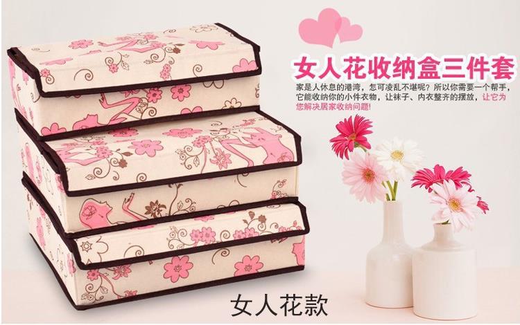Korean 3-piece Storage Box Socks,Underwear & Bra with Cover 