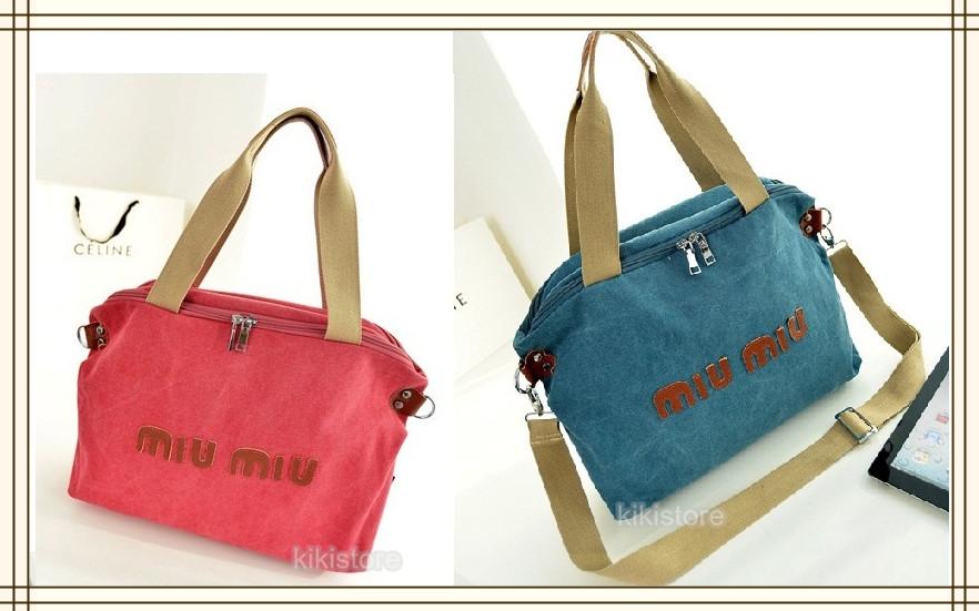 Korean Canvas Tote MiuMiu Handbag Shoulder Messenger Bag