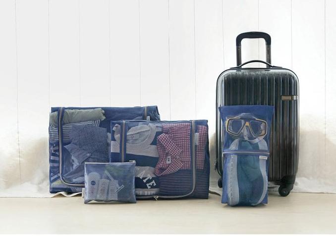 Korean Mesh Pouch Mix 4 Set Travel Organiser Zipper Bag Multifunction 