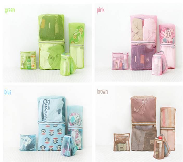 Korean Multi Purpose Travel Bag Storage Organizer Mesh 4 Piece Pouch 
