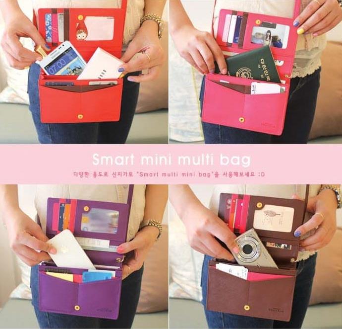 Korean Smart Pouch Multi Purpose Phone Card Passport Purse Wallet Bag