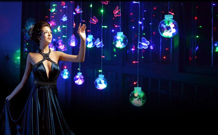 LED Wish Ball Colorful Curtain Lights Wedding Room Decoration Window
