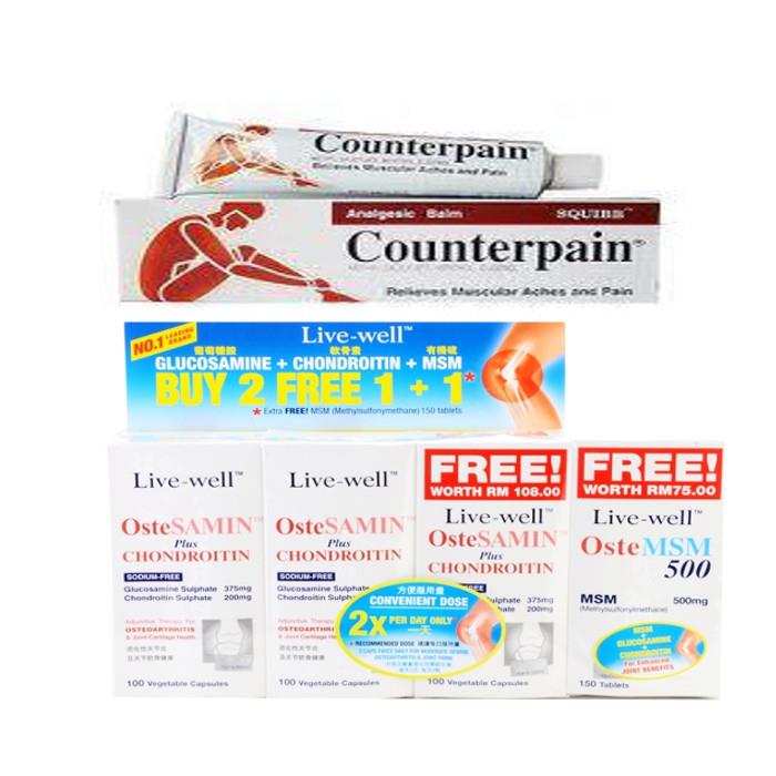 Live Well Ostesamin Plus Chondroitin 3X100S + COUNTERPAIN 120g