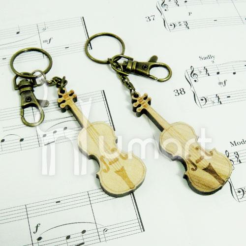 Music Handmade Natural Wood Violin Key Chain Music Handmade Natural Wood Violin Key Chain