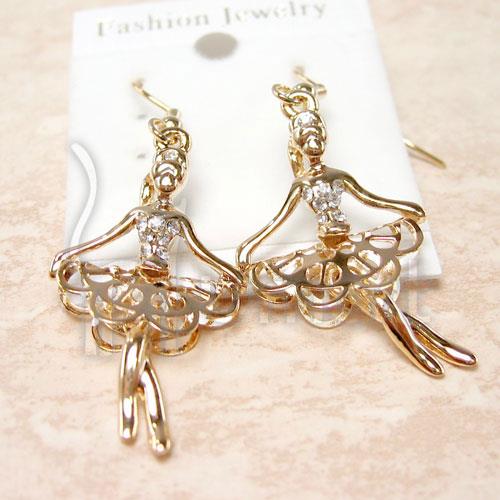 Musical Ballet Girl Gold Diamond Earrings Musical Ballet Girl Gold Diamond Earrings