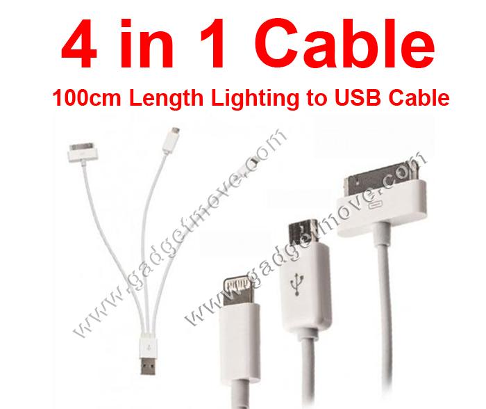 New Ipad 1 2 3 Ipad mini Iphone 4S 5 4 in 1 lightning USB Cable 