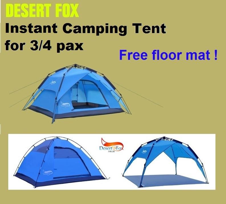 PA035 Desert Fox Instant Camping Tent for 3/4 Person Free Floor Mat PA035 Desert Fox Instant Camping Tent for 3/4 Person Free Floor Mat