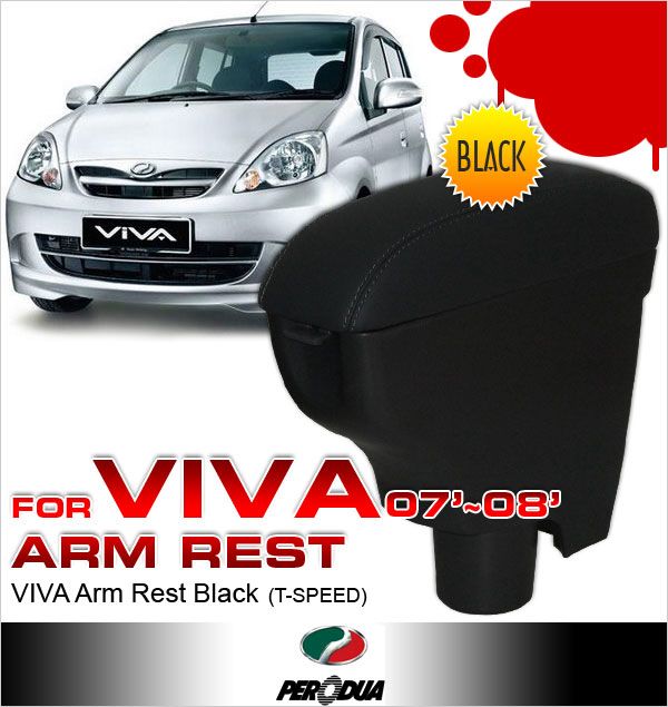 PERODUA VIVA Quality Genuine Cow Leather Black Arm Rest w/ Cup Holder