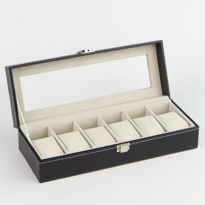 Premium PU Leather Watch Box 6 Slots Glass Top Premium PU Leather Watch Box 6 Slots Glass Top