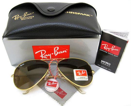 ray ban aviators gold brown. ~NEW~ Ray Ban Aviator Gold
