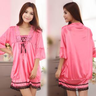 Romantic Lace Ice Silk 2pcs Sexy Lingrie (Red Melon) Romantic Lace Ice Silk 2pcs Sexy Lingrie (Red Melon)