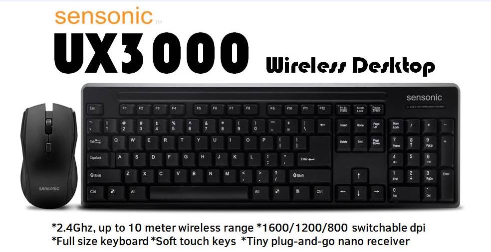 SENSONIC UX3000 2.4GHz Wireless Keyboard & Wireless Mouse
