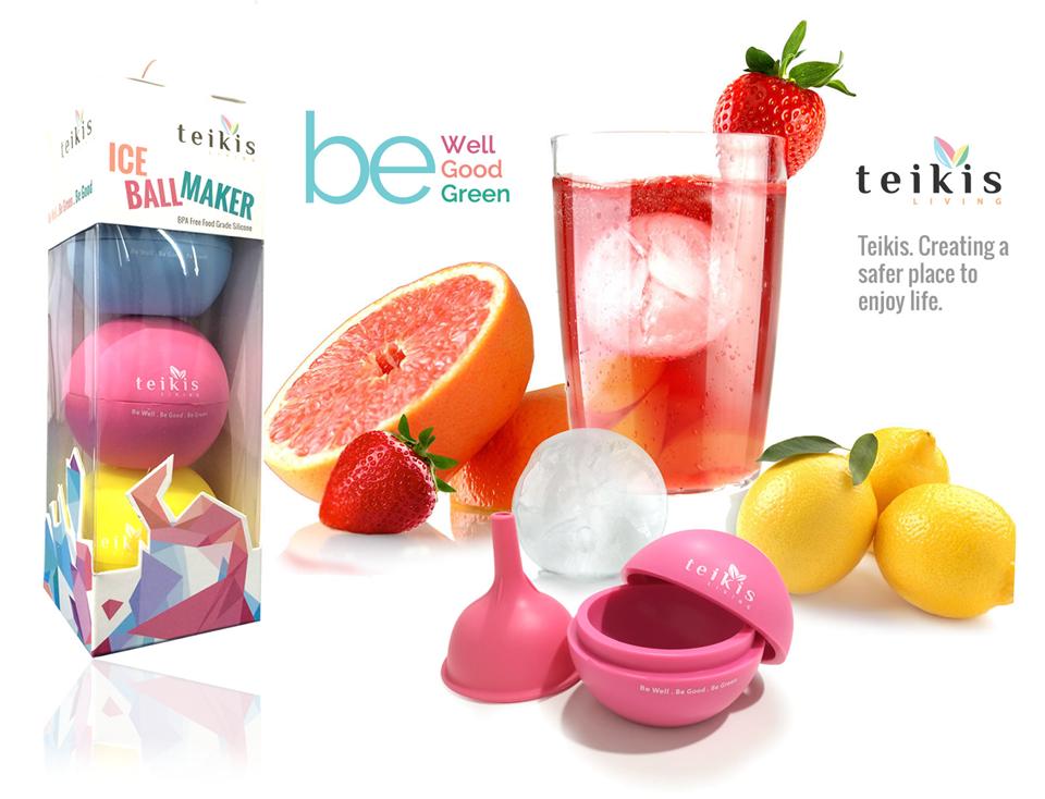 Set of 3 Teikis Ice Ball Maker + Funnel