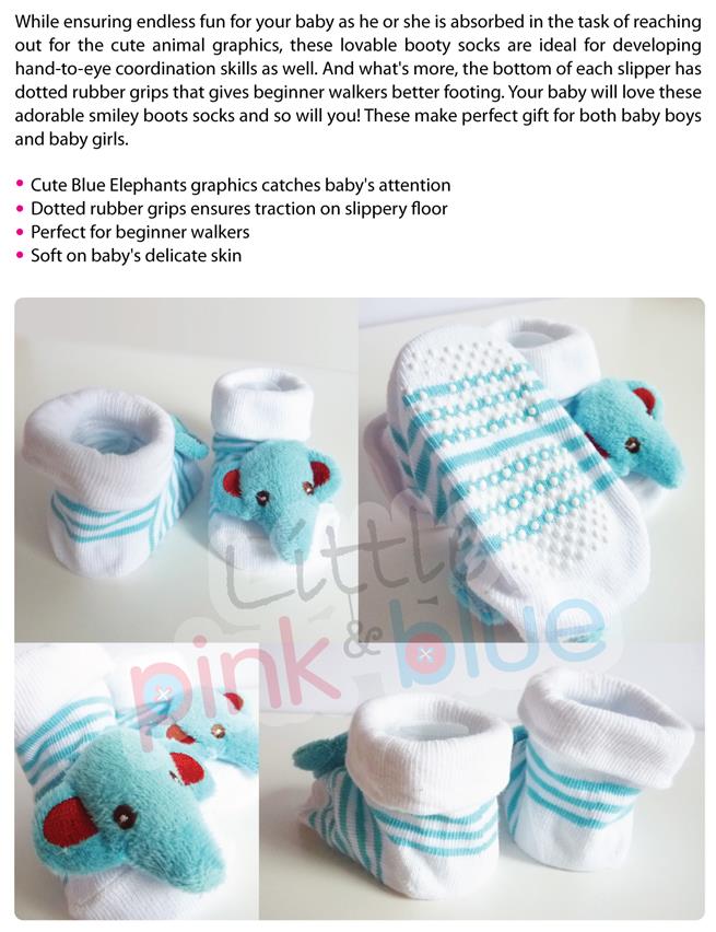Non-slip 3D Blue Elephant Baby Sock (end 1/29/2017 12:15 AM)