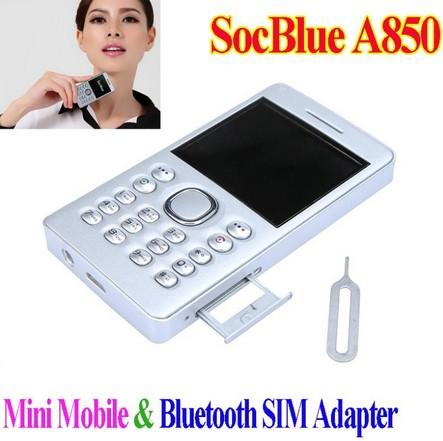 SocBlue A850 2 in 1 Mini Mobile Phone + Wireless Bluetooth SIM Adapter