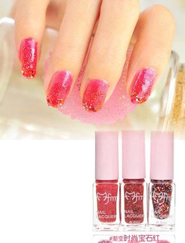 Three Gradient Color Nail Polish Magic Set (Red) Three Gradient Color Nail Polish Magic Set (Red)