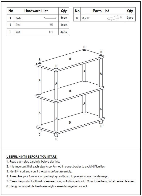 No tools 3 Tier plastic Pole composite wood Shelving cabinet offer