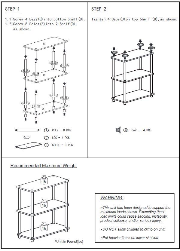 No tools 3 Tier plastic Pole composite wood Shelving cabinet offer