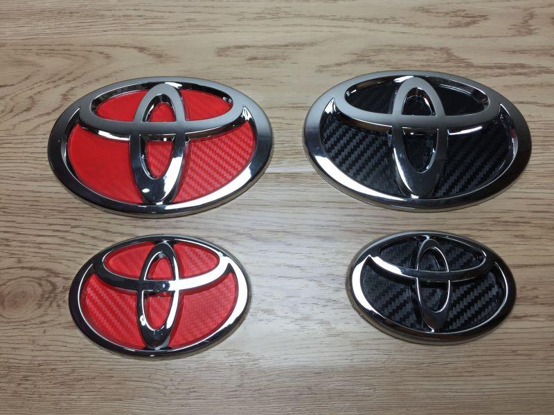 Toyota Black/Red Carbon Look Emblem 2pcs Toyota Black/Red Carbon Look Emblem 2pcs
