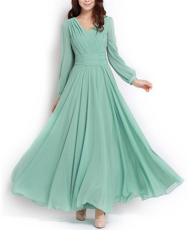 VPGD82933 Quality Chiffon Women Long Sleeve Maxi Muslimah Dresses