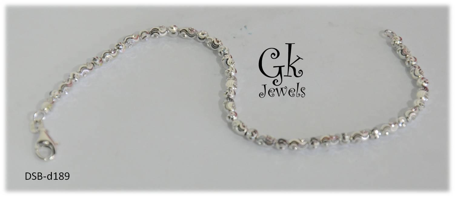 White Gold On 925 Silver Bracelet DSB-d189 (thick:3mm)