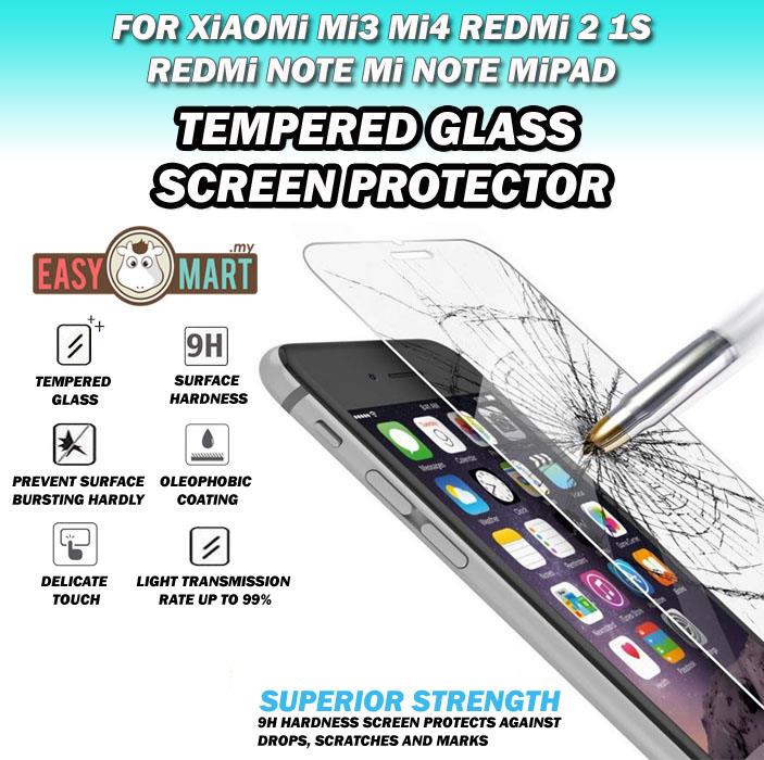Xiaomi Mi3 Mi4 Mi4i RedMi 2 RedMi Note 2 Mi Note MiPad Tempered Glass