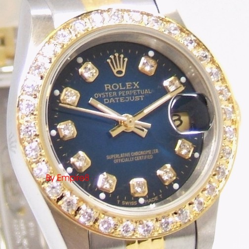 2 Tone ^Rolex Datejust ^Masterpiece Lady: Tone-Blue Dial With Diamonds Click To Enlarge