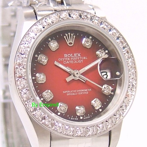 A1 Grade ^Rolex Datejust ^Masterpiece Lady:Tone-Red Dial With Diamonds Click To Enlarge